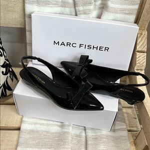 Marc Fisher Black Flats with Bow Detail